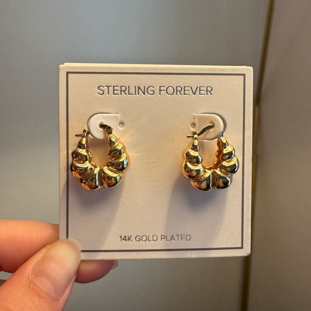 Sterling Forever 14K Gold Plated Petite Croissant Earrings
